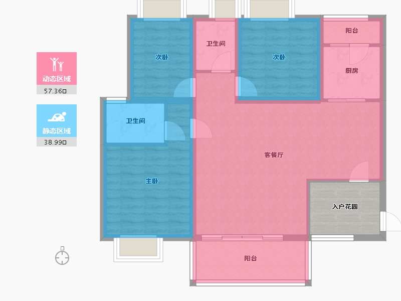 广东省-惠州市-卓越东部蔚蓝海岸-92.43-户型库-动静分区