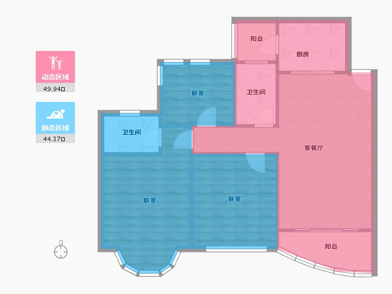 广东省-广州市-祈福新村山泉居-86.39-户型库-动静分区