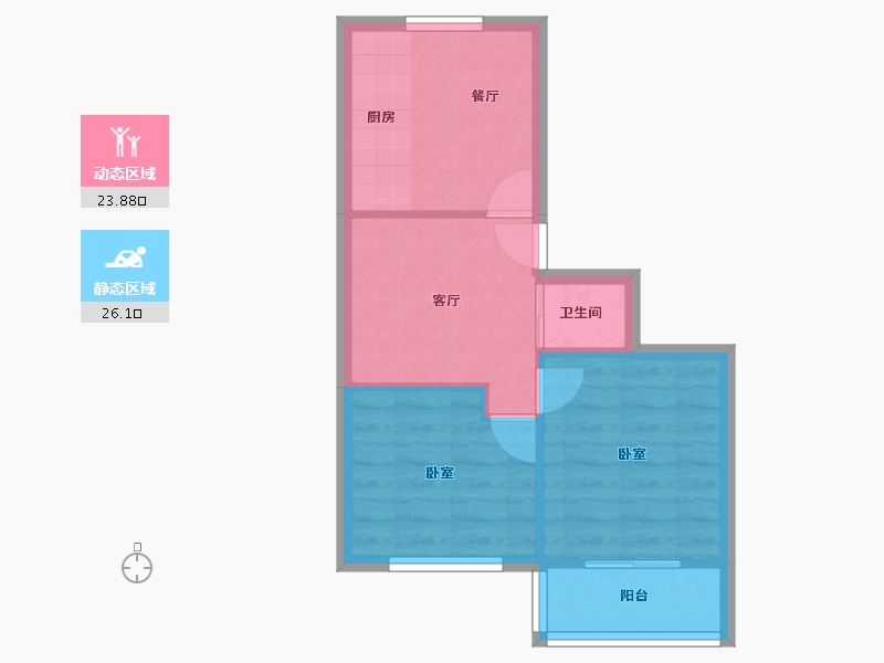 浙江省-台州市-三星小区-44.80-户型库-动静分区