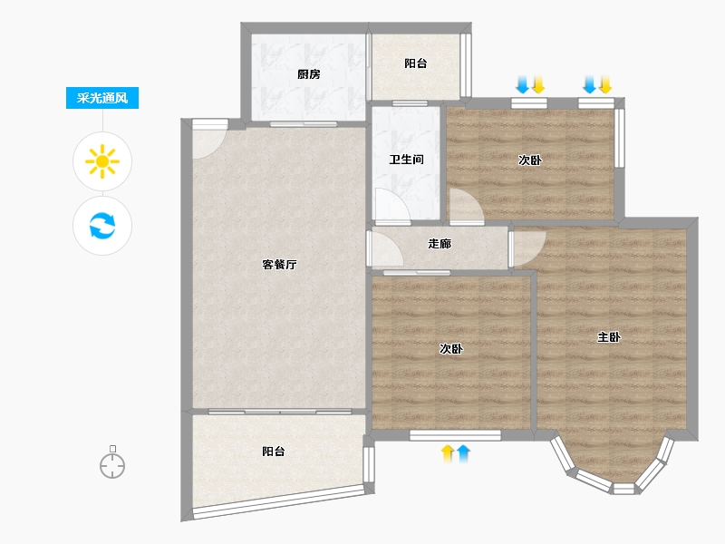 广东省-广州市-祈福新村山泉居-86.56-户型库-采光通风