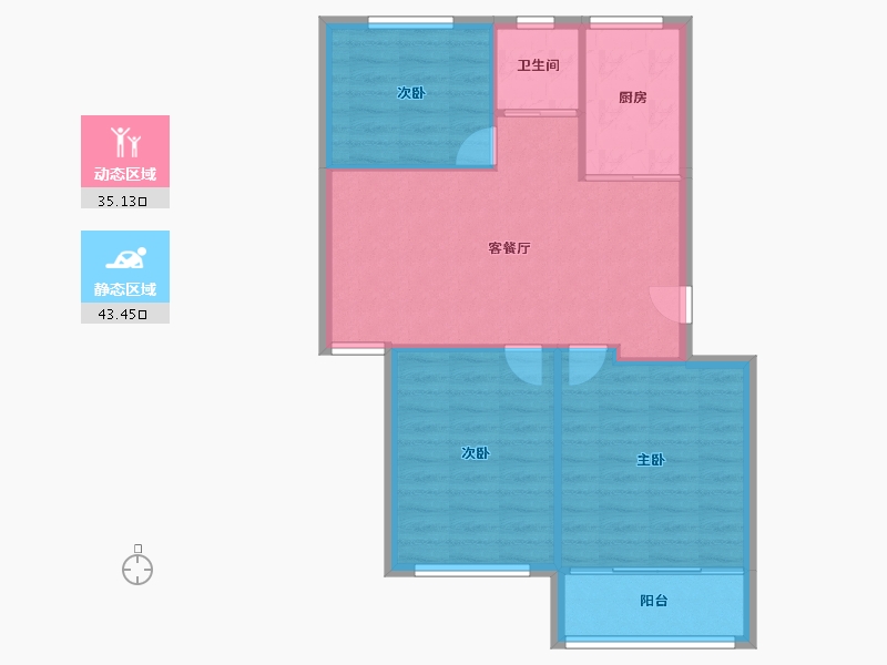 浙江省-宁波市-梅江北苑-72.00-户型库-动静分区