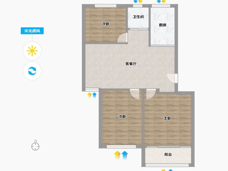 浙江省-宁波市-梅江北苑-72.00-户型库-采光通风