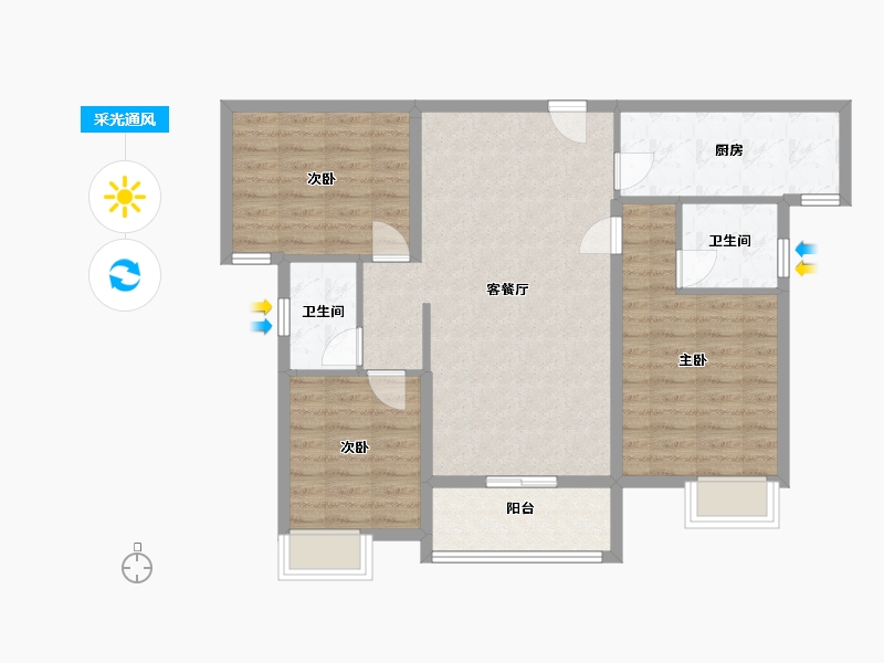 湖北省-黄冈市-山城都市-98.40-户型库-采光通风