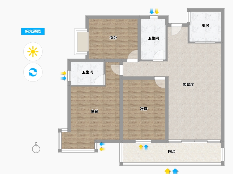 广东省-广州市-新都盛世名门-106.92-户型库-采光通风