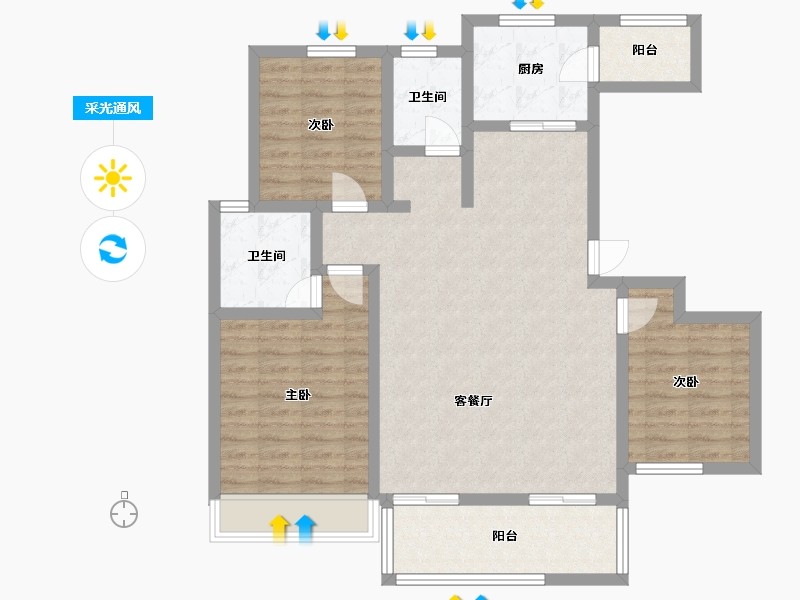 陕西省-渭南市-吉祥家苑-109.00-户型库-采光通风