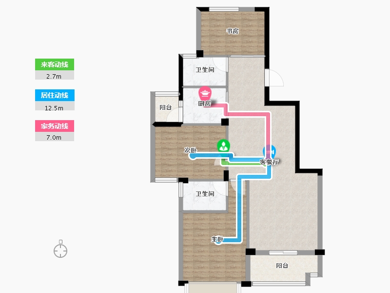 浙江省-宁波市-白金湾-104.90-户型库-动静线