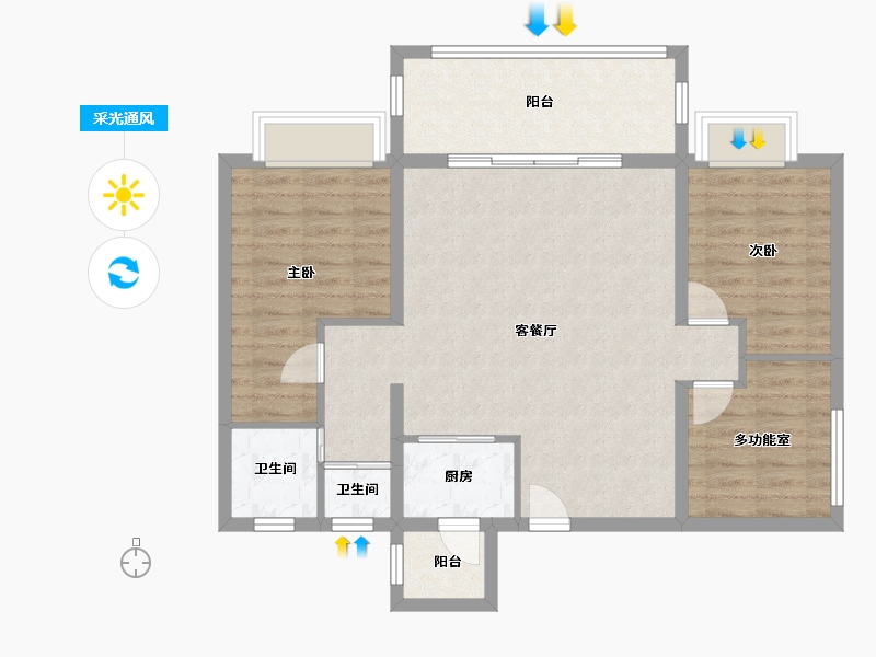 广东省-深圳市-万科臻山海-85.00-户型库-采光通风