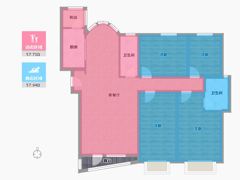 辽宁省-大连市-壹品星海-105.73-户型库-动静分区