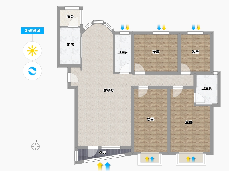 辽宁省-大连市-壹品星海-105.73-户型库-采光通风