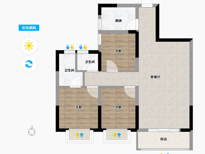 广西壮族自治区-南宁市-光明城市-72.00-户型库-采光通风