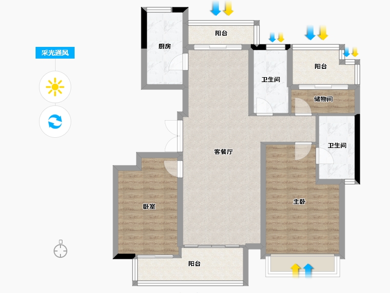 安徽省-池州市-太平鸟西湖家园-98.74-户型库-采光通风