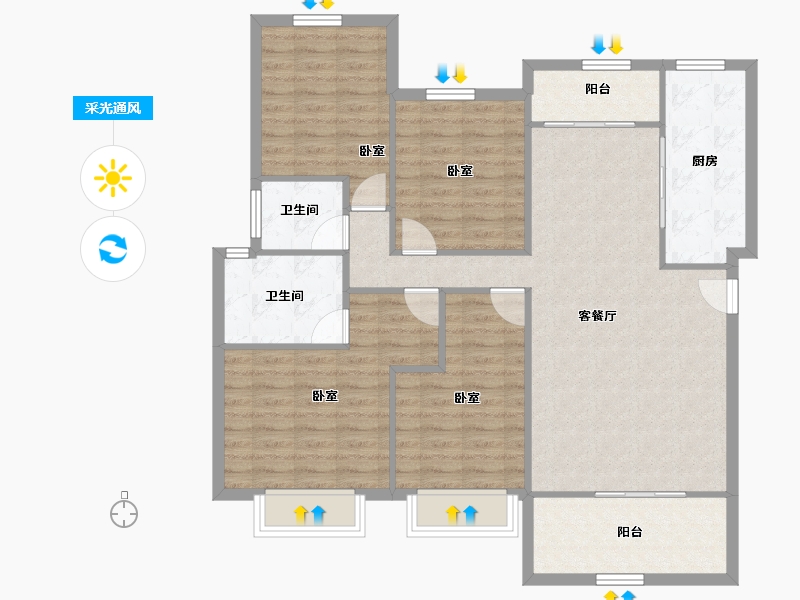 广东省-惠州市-碧桂园山河城-112.77-户型库-采光通风