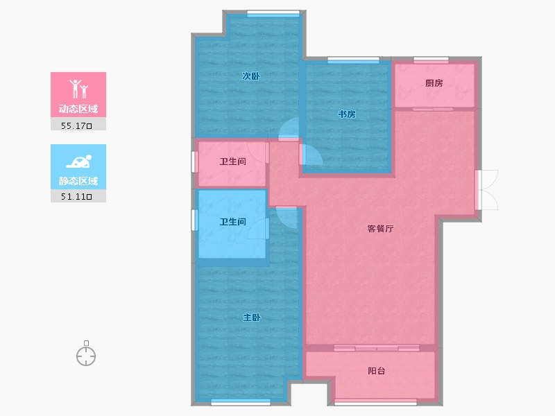 陕西省-榆林市-河汇雅苑-95.00-户型库-动静分区