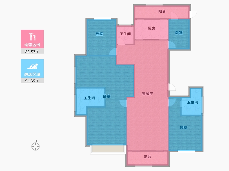 浙江省-宁波市-白金湾-164.23-户型库-动静分区