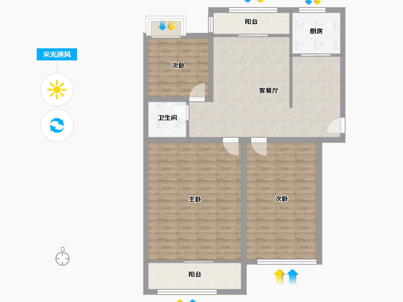 福建省-福州市-福湾新城秋月苑-107.11-户型库-采光通风