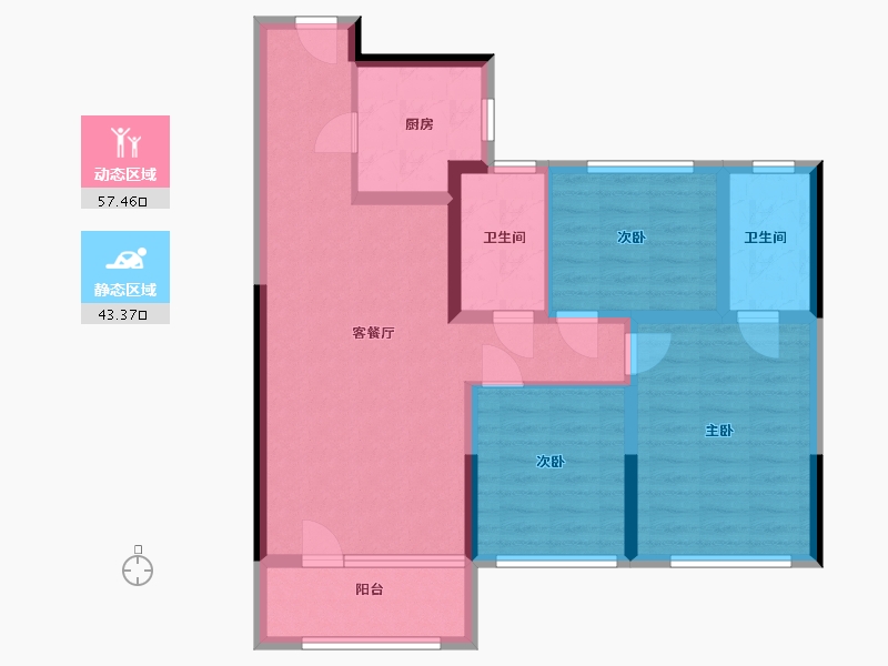 山东省-青岛市-卓越嘉悦-89.31-户型库-动静分区