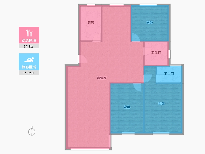 浙江省-宁波市-梅江北苑-105.00-户型库-动静分区