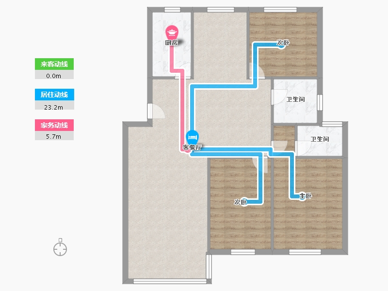 浙江省-宁波市-梅江北苑-105.00-户型库-动静线