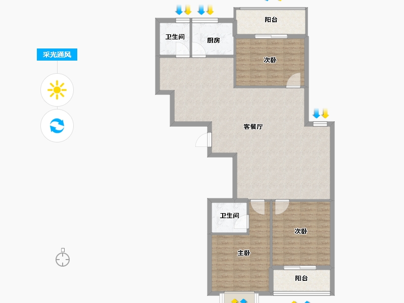 浙江省-宁波市-京华茗苑-109.00-户型库-采光通风