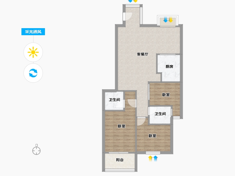 福建省-漳州市-卓越小区-75.20-户型库-采光通风