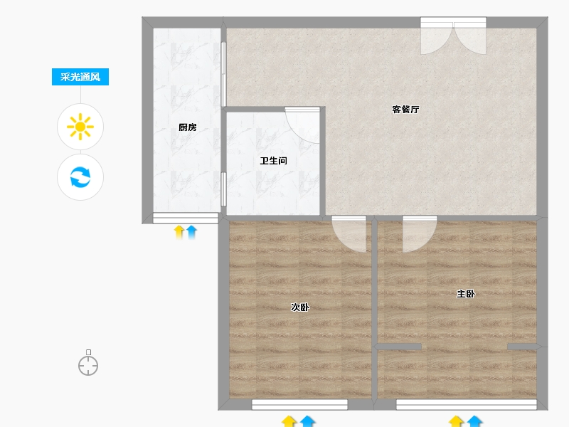 山东省-烟台市-天籁花园小区-64.65-户型库-采光通风