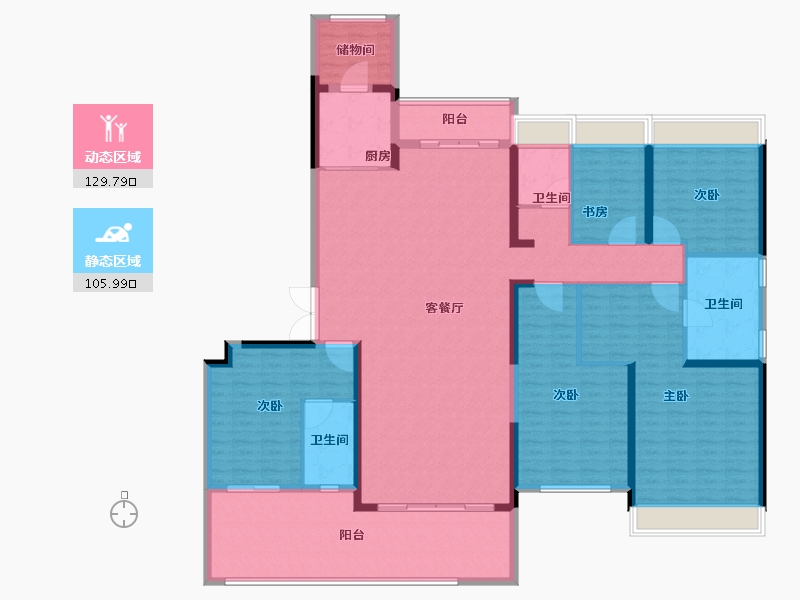 河南省-平顶山市-碧桂园应国府-216.01-户型库-动静分区