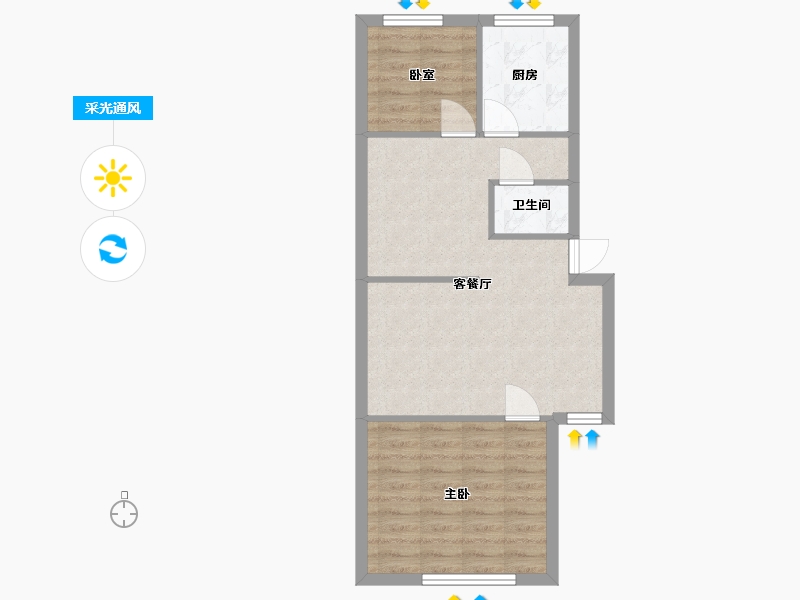 内蒙古自治区-赤峰市-东安小区-56.58-户型库-采光通风