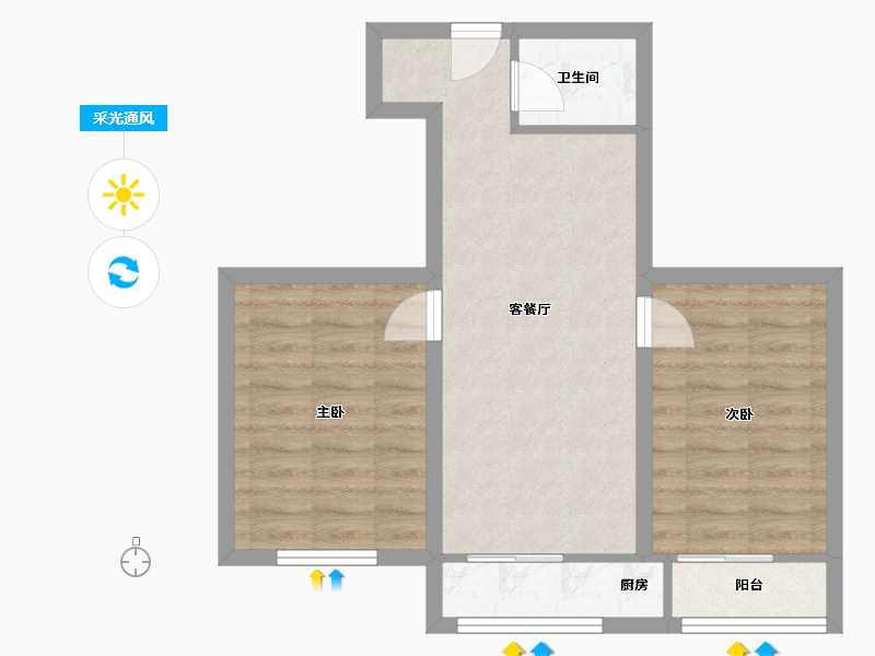 辽宁省-大连市-天源山庄-55.05-户型库-采光通风