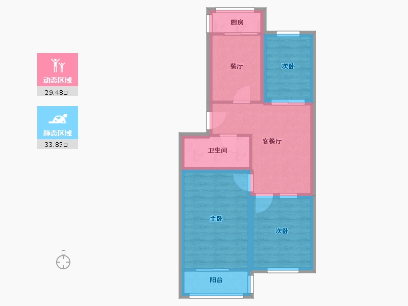 辽宁省-大连市-天源山庄-55.54-户型库-动静分区