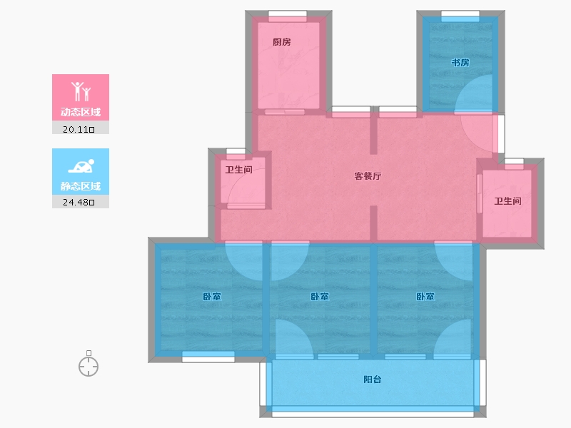 浙江省-宁波市-后河小区-38.65-户型库-动静分区