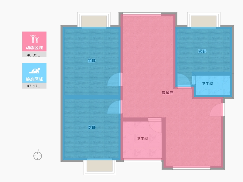 江苏省-宿迁市-人和小区-86.00-户型库-动静分区