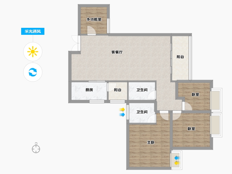 四川省-成都市-温哥华南苑-101.05-户型库-采光通风