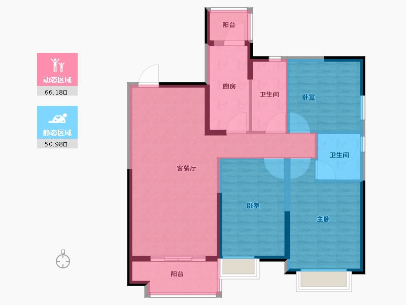 辽宁省-抚顺市-恒大华府-105.76-户型库-动静分区