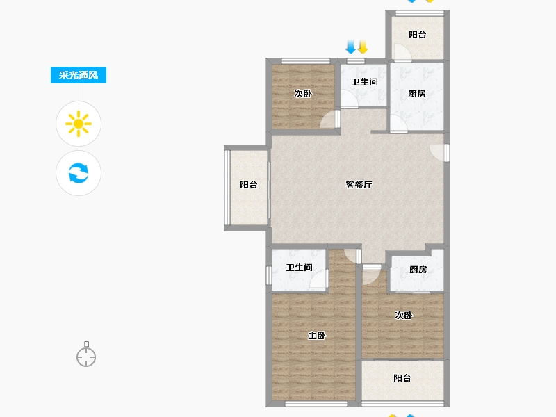 浙江省-宁波市-白金湾-116.08-户型库-采光通风