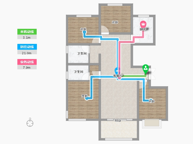 山东省-临沂市-房源印象雅园-113.01-户型库-动静线