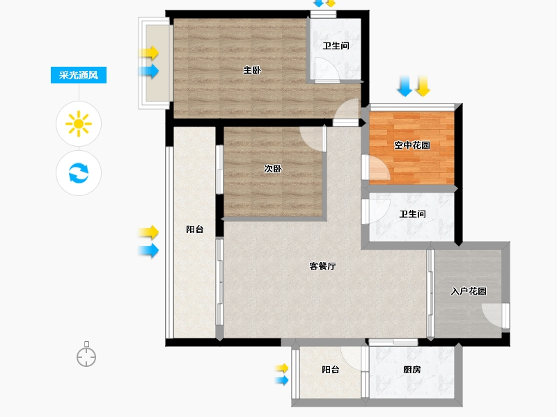 广西壮族自治区-南宁市-天湖御林湾-86.38-户型库-采光通风