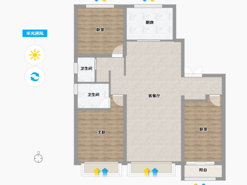 北京-北京市-西府大院-104.00-户型库-采光通风