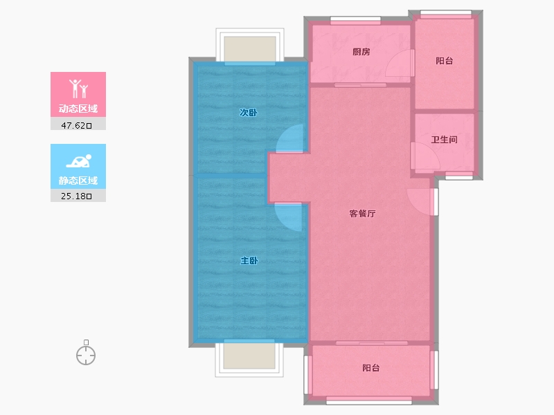 云南省-昆明市-南华区嘉华苑-66.24-户型库-动静分区