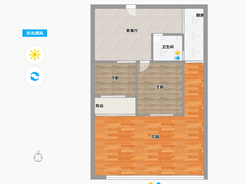 山东省-烟台市-天籁花园小区-65.00-户型库-采光通风