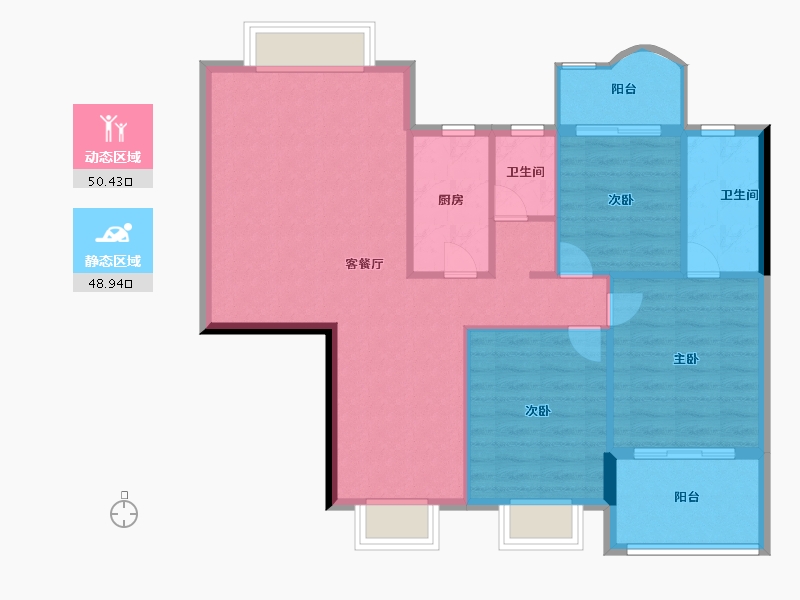 福建省-漳州市-绿洲富城-90.40-户型库-动静分区