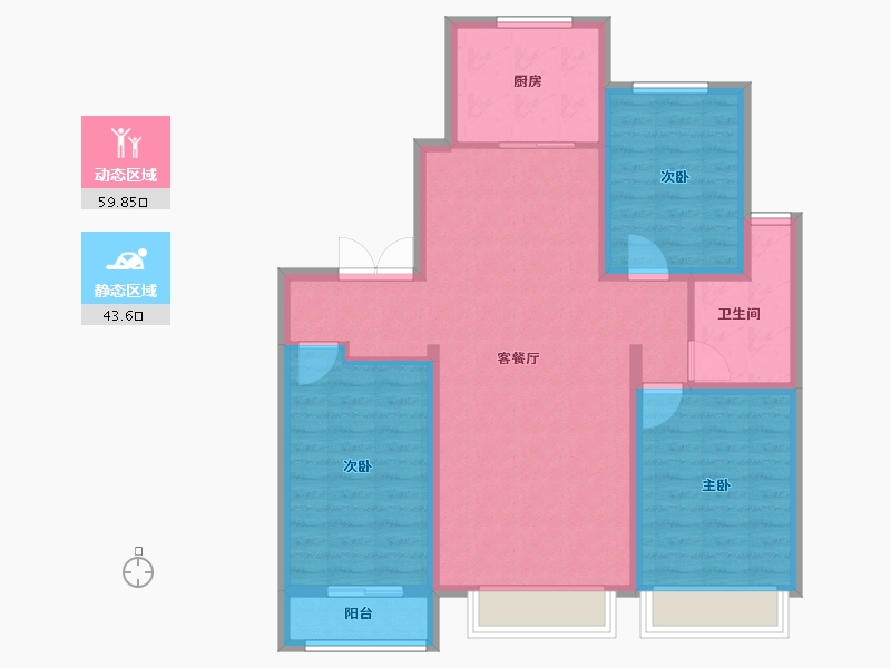 北京-北京市-西府大院-92.80-户型库-动静分区