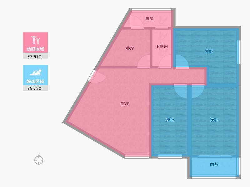 辽宁省-大连市-金源北里安居小区-67.59-户型库-动静分区