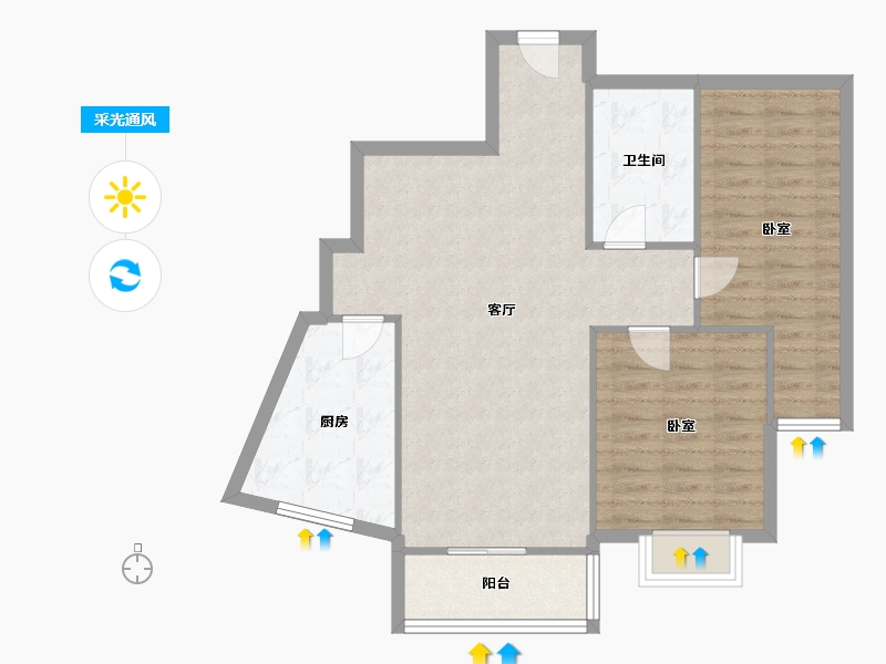 山东省-青岛市-市南区江山帝景-82.34-户型库-采光通风