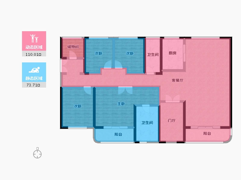 云南省-昆明市-蓝光雍锦世家-163.84-户型库-动静分区