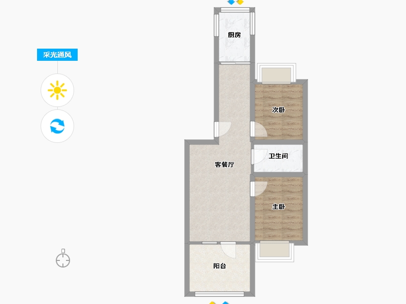 辽宁省-大连市-长春花园-53.37-户型库-采光通风