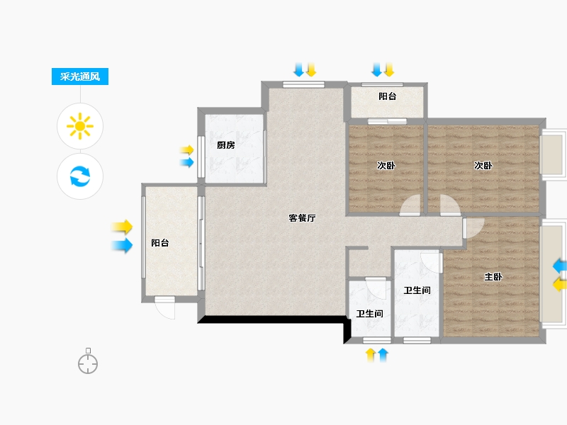 福建省-漳州市-绿洲富城-103.00-户型库-采光通风