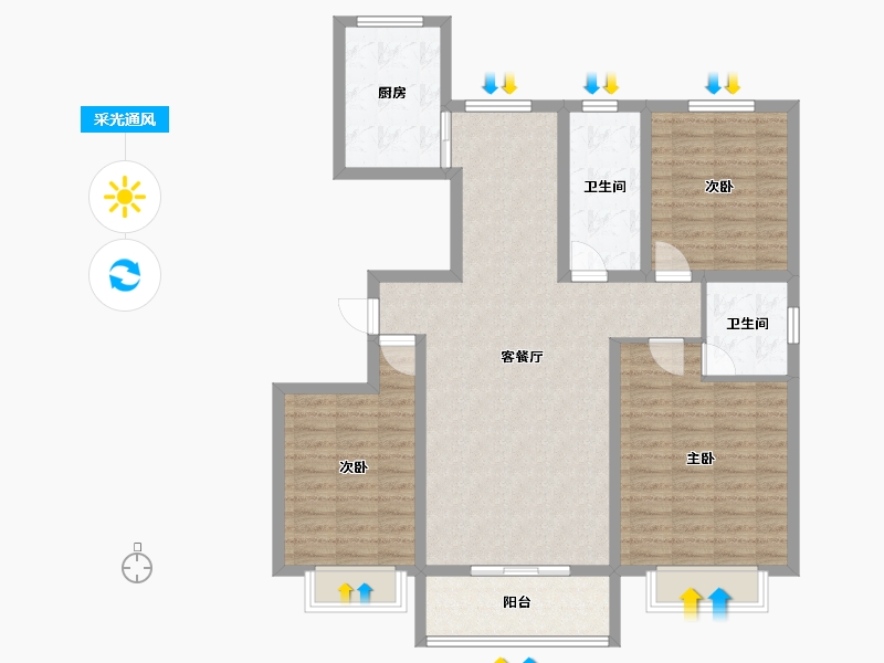 陕西省-榆林市-名慧华夏城-110.00-户型库-采光通风