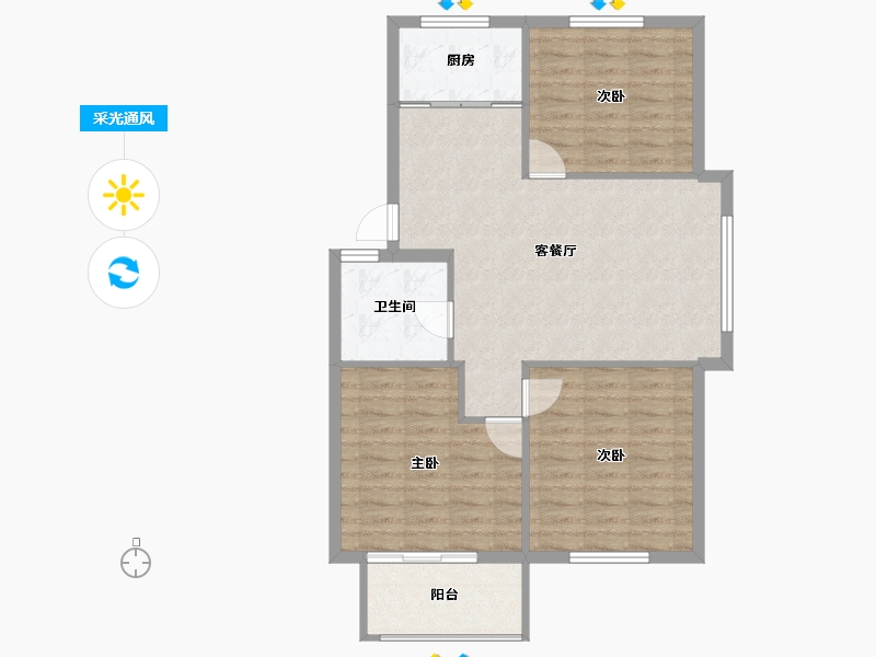 浙江省-宁波市-京华茗苑-83.99-户型库-采光通风