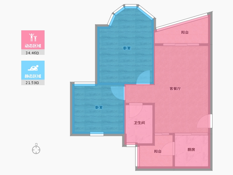 广东省-广州市-祈福新村山泉居-50.58-户型库-动静分区