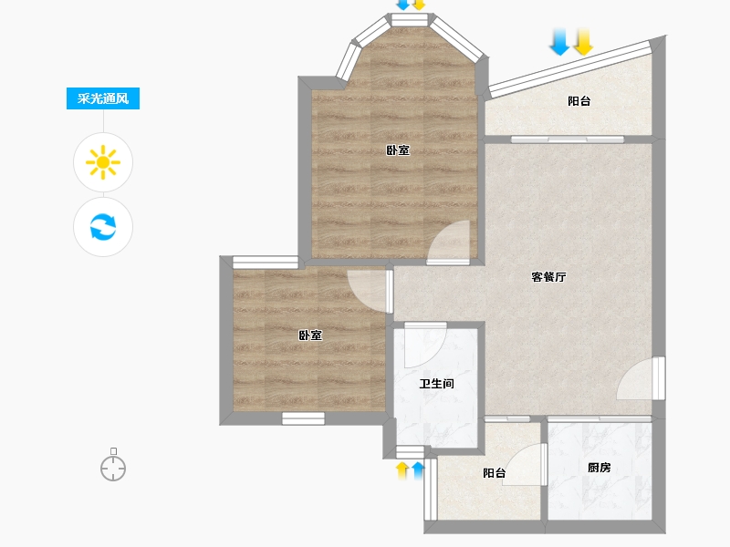 广东省-广州市-祈福新村山泉居-50.58-户型库-采光通风